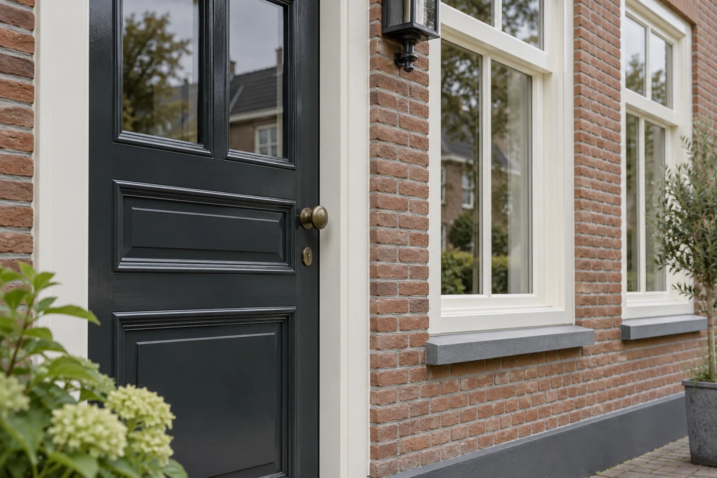 Geschilderde buitendeur en kozijnen